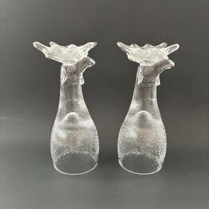 Mikael Kenlind Rustic Crystal Moose Beer Glasses Barware Hand Blown Nature